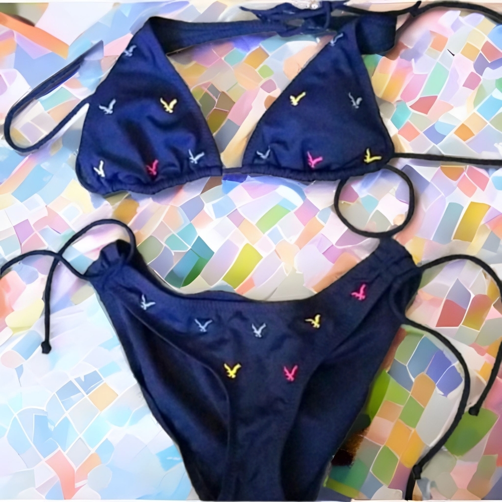 🌸2 for $29, must buy 2! American Eagle bikini with eagle design. EUC - Picture 1 of 7
